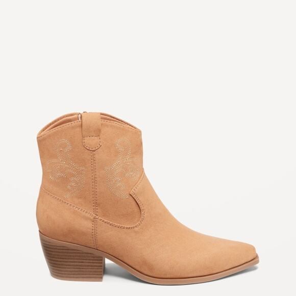 Old Navy faux Caramelized Toffee Leather Western Boot - Picture 1 of 9